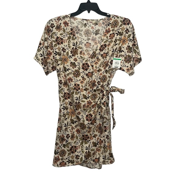 Fatherty Willow Wrap Dress Size XS In Taos Floral Mini Linen Blend Floral - Picture 2 of 7